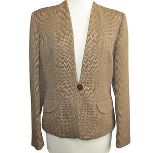 Vintage Giorgio Armani Le Collezioni Jacket Women 8 Brown Wool Herringbone Italy